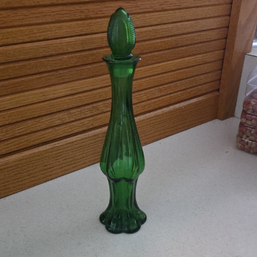 Avon Green Glass Decorative Bottle
